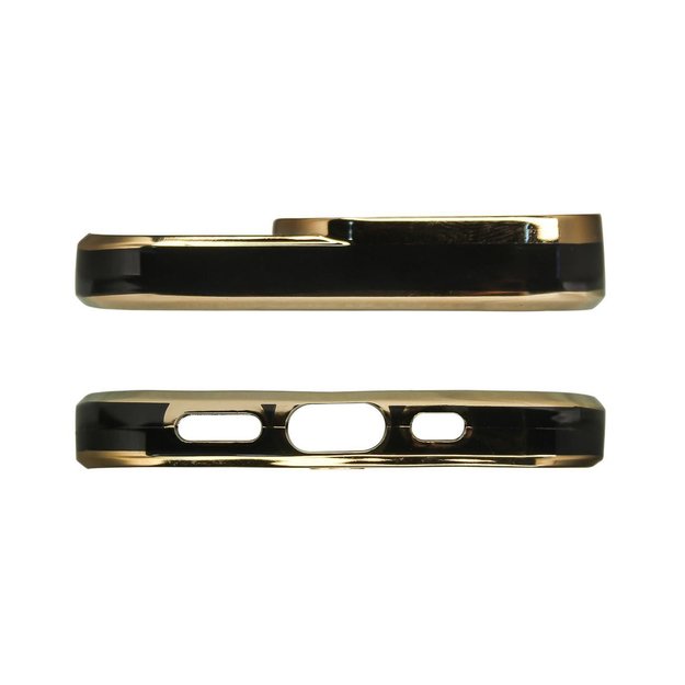 Fashion Case Case for Samsung Galaxy A12 5G Gold Frame Gel Cover Black 3