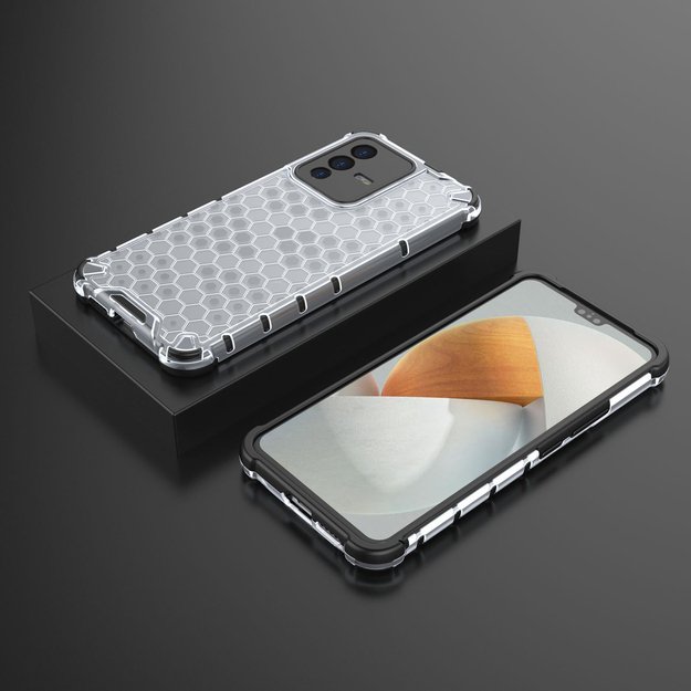 Honeycomb case armored cover with a gel frame for Vivo V23 5G transparent 3