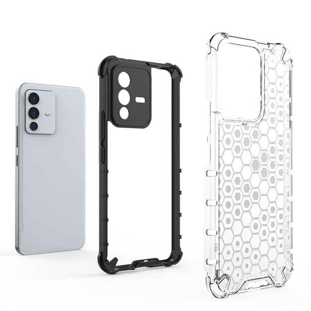 Honeycomb case armored cover with a gel frame for Vivo V23 5G transparent 37