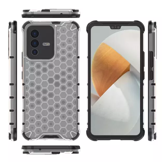Honeycomb case armored cover with a gel frame for Vivo V23 5G transparent 2