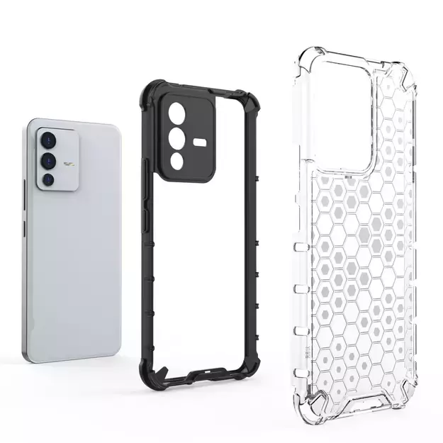 Honeycomb case armored cover with a gel frame for Vivo V23 5G transparent 34