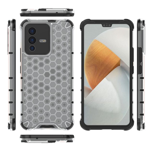 Honeycomb case armored cover with a gel frame for Vivo V23 5G transparent 5