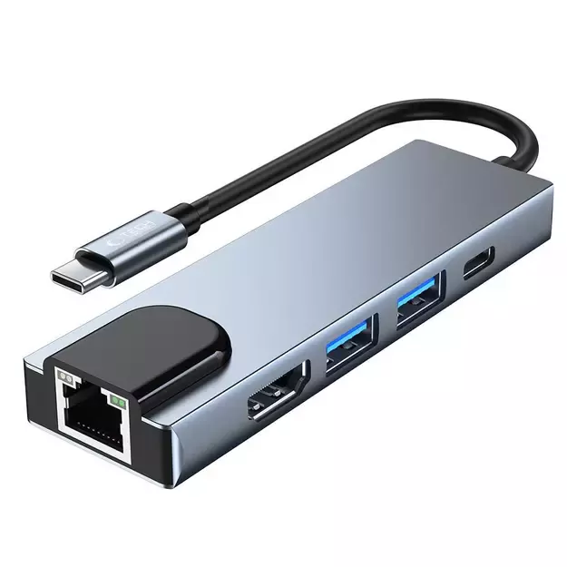 HUB Tech-Protect V3 5in1 USB-C - USB-A 3.0 / USB-A 2.0 / USB-C / HDMI / RJ45 - gray 10
