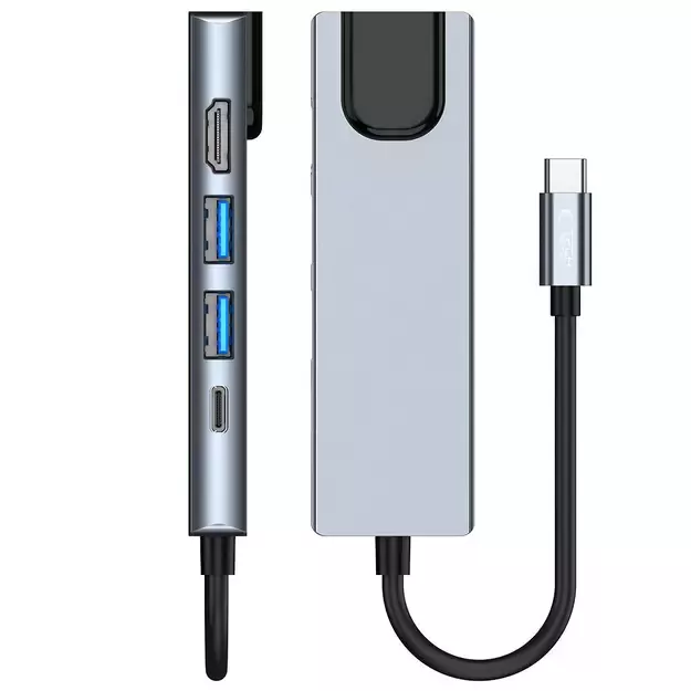 HUB Tech-Protect V3 5in1 USB-C - USB-A 3.0 / USB-A 2.0 / USB-C / HDMI / RJ45 - gray 16