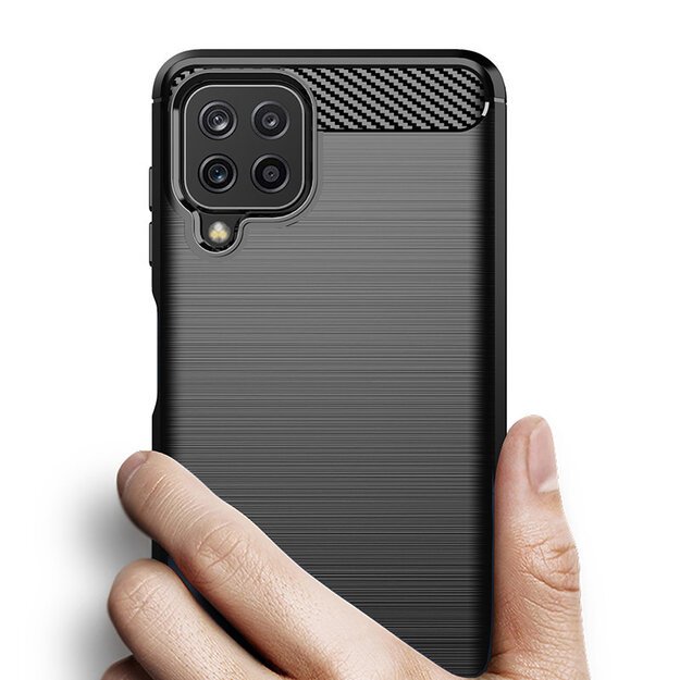 Carbon Case Flexible Cover TPU Case for Samsung Galaxy A22 4G black 2