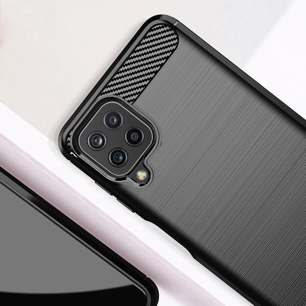 Carbon Case Flexible Cover TPU Case for Samsung Galaxy A22 4G black 4