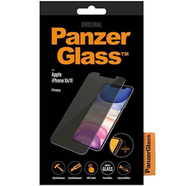 PanzerGlass Standard Fit tempered glass privatized for iPhone XR/11 3
