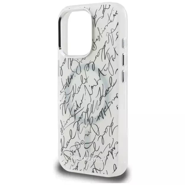 Karl Lagerfeld IML Karl Script Pattern MagSafe Case for iPhone 16 Pro - White 5