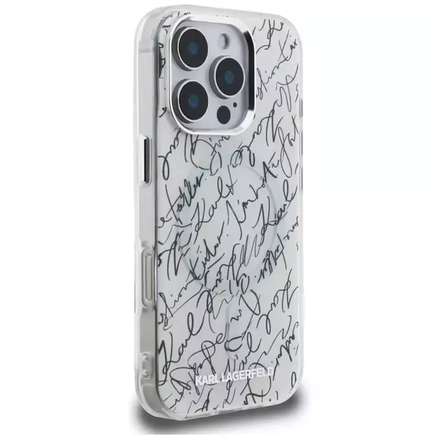 Karl Lagerfeld IML Karl Script Pattern MagSafe Case for iPhone 16 Pro - White 3