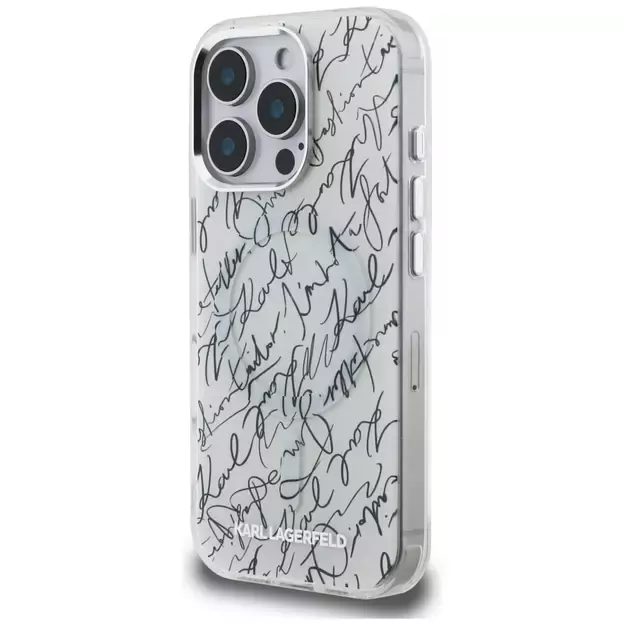Karl Lagerfeld IML Karl Script Pattern MagSafe Case for iPhone 16 Pro - White 1