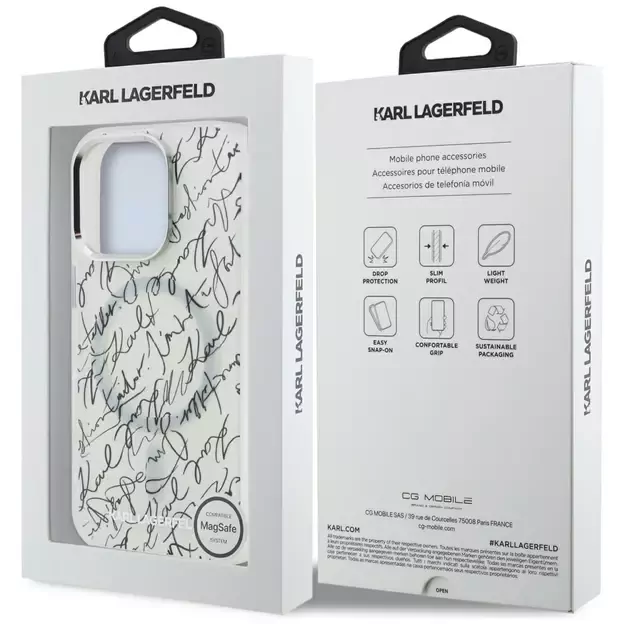 Karl Lagerfeld IML Karl Script Pattern MagSafe Case for iPhone 16 Pro - White 7
