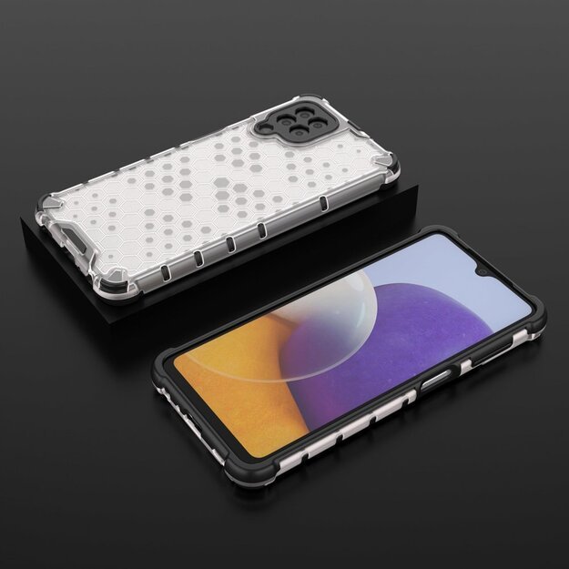 Honeycomb Case armor cover with TPU Bumper for Samsung Galaxy A22 4G transparent 25