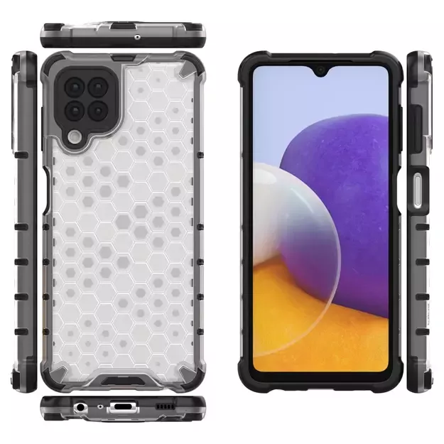 Honeycomb Case armor cover with TPU Bumper for Samsung Galaxy A22 4G transparent 1