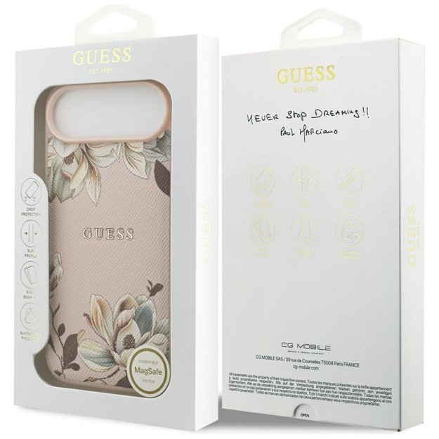 Guess Grained Flowers Classic Logo MagSafe iPhone Air Case - Pink 7