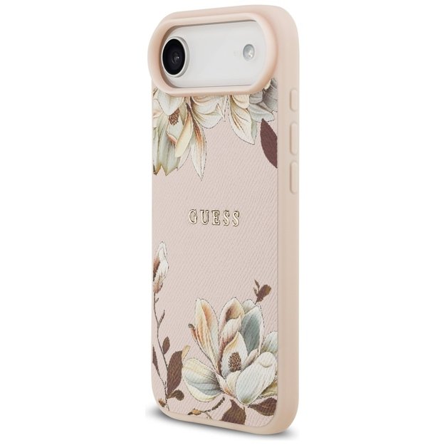 Guess Grained Flowers Classic Logo MagSafe iPhone Air Case - Pink 1