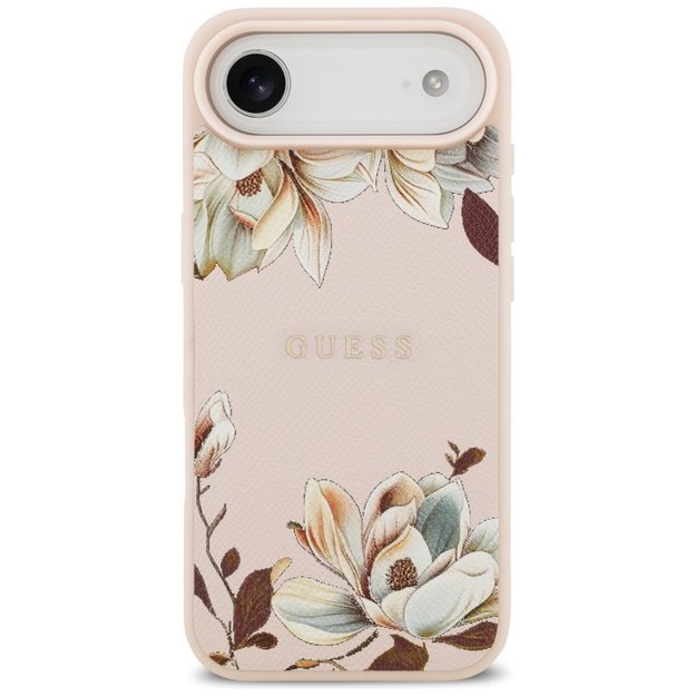 Guess Grained Flowers Classic Logo MagSafe iPhone Air Case - Pink 2