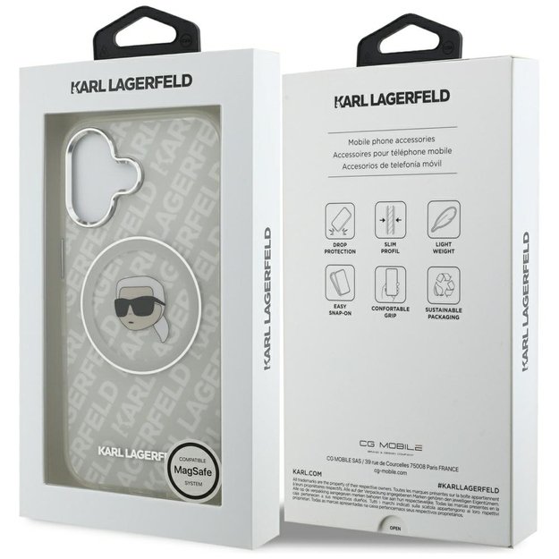 Karl Lagerfeld IML Karl Head Logo MagSafe iPhone 17 Case - Gray 7