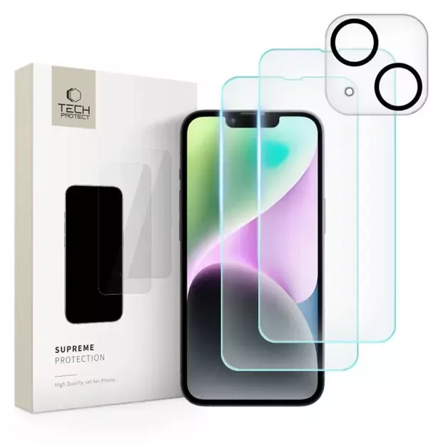 Tech-Protect Supreme Set for iPhone 14 2x tempered glass for display / tempered glass for camera 8