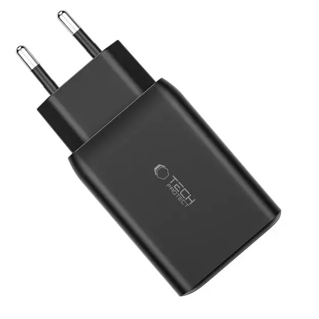 Tech-Protect C65W charger 2x USB-C PD 65W / USB-A QC 3.0 - white 3