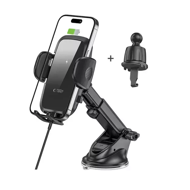 Tech-Protect CM15W-V1 Car Phone Holder with 15W Inductive Charger for Cockpit/Air Vent - Black 7
