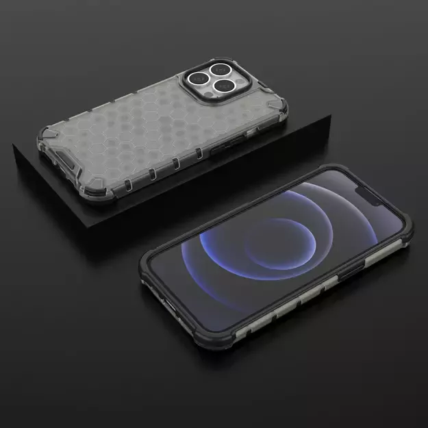 Honeycomb Case armor cover with TPU Bumper for iPhone 13 Pro black 12