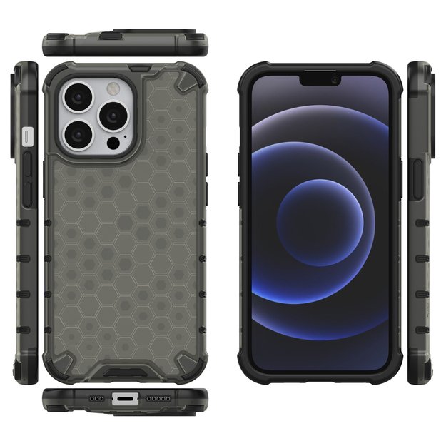 Honeycomb Case armor cover with TPU Bumper for iPhone 13 Pro black 14