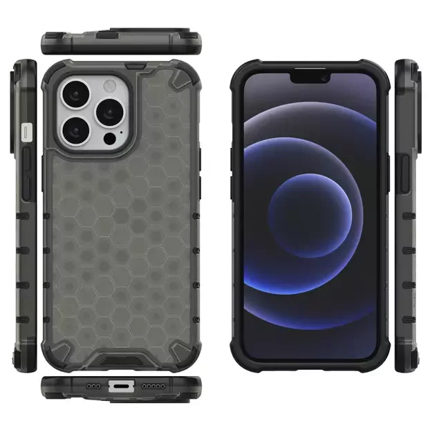 Honeycomb Case armor cover with TPU Bumper for iPhone 13 Pro black 1