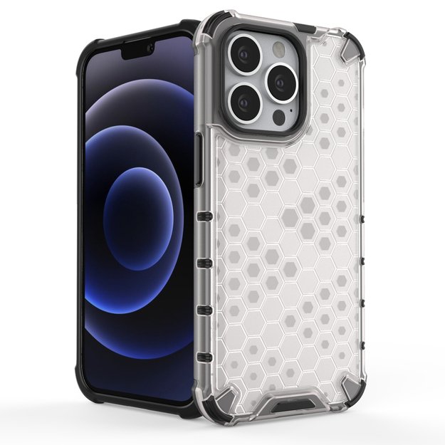 Honeycomb Case armor cover with TPU Bumper for iPhone 13 Pro black 15