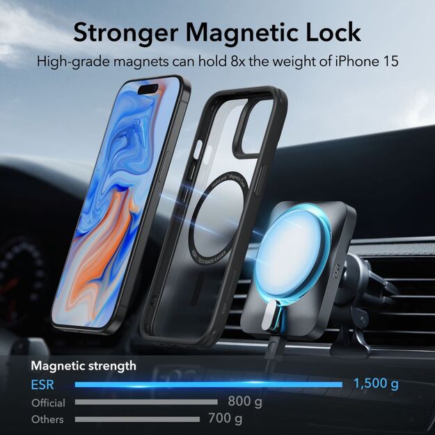 ESR Classic Hybrid Halolock Case with MagSafe for iPhone 15 - Matte Black 6