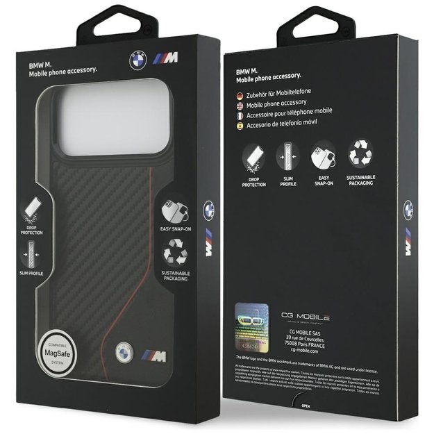 BMW M Carbon Line &amp  Logo MagSafe Case for iPhone 17 Pro Max - Red 7