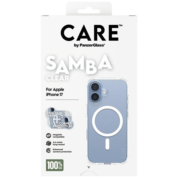 CARE by PanzerGlass Fashionable Samba Case w. White MagSafe for iPhone 17 - Transparent 4