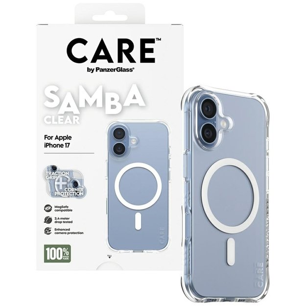 CARE by PanzerGlass Fashionable Samba Case w. White MagSafe for iPhone 17 - Transparent 3