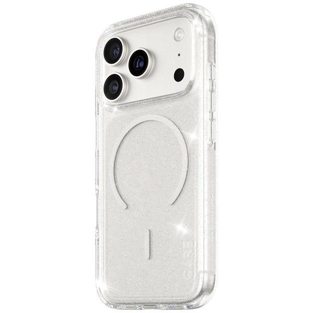 CARE by PanzerGlass Flagship Urban Explorer Case w. White MagSafe for iPhone 17 Pro - Clear Glitter 4
