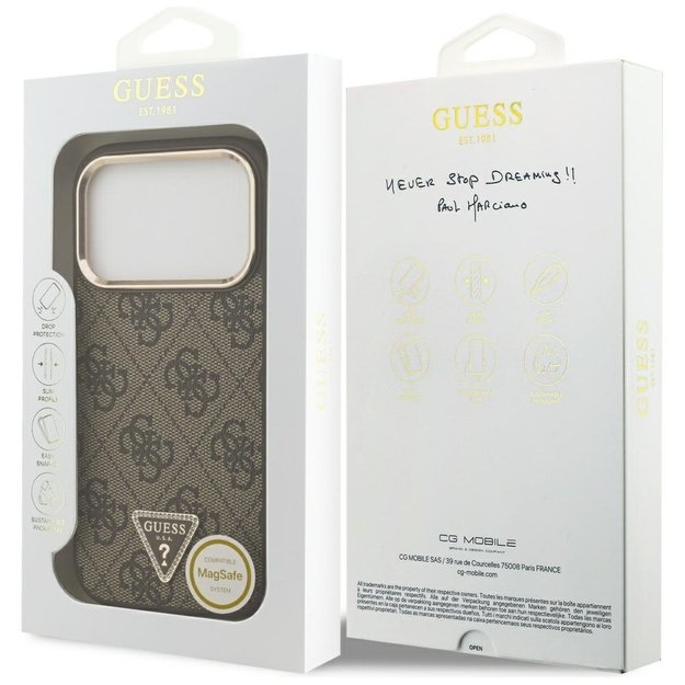 Guess 4G Triangle Logo MagSafe Case for iPhone 17 Pro - Brown and Gold 7