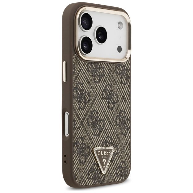 Guess 4G Triangle Logo MagSafe Case for iPhone 17 Pro - Brown and Gold 3