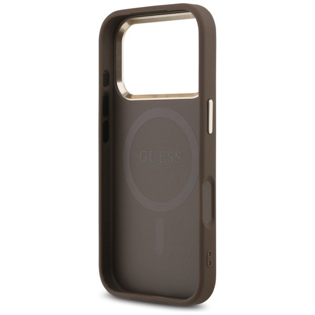Guess 4G Triangle Logo MagSafe Case for iPhone 17 Pro - Brown and Gold 6