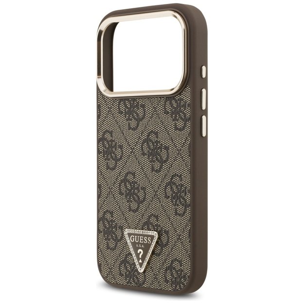 Guess 4G Triangle Logo MagSafe Case for iPhone 17 Pro - Brown and Gold 5