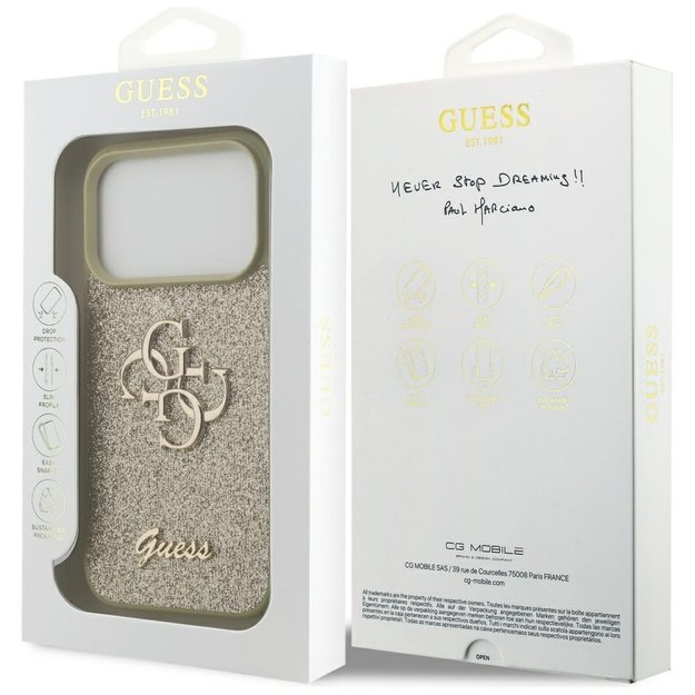Guess Fixed Glitter Big 4G case for iPhone 17 Pro - gold 7