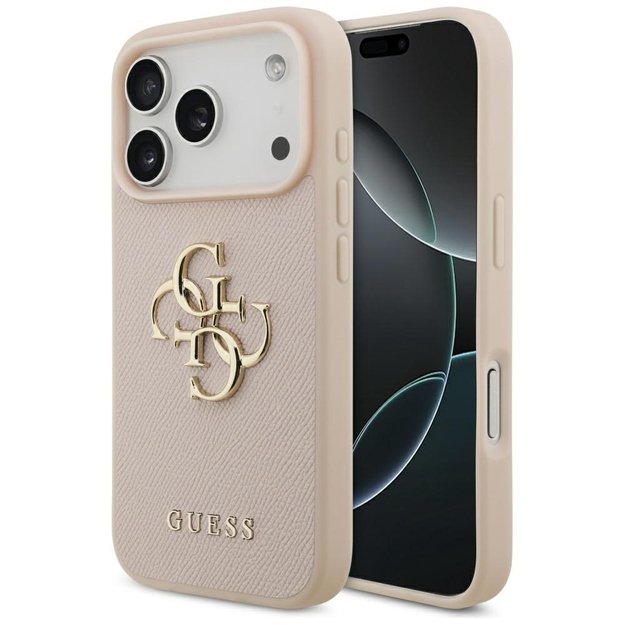 Guess Grained Big 4G &amp  Classic Logo iPhone 17 Pro Case - Pink