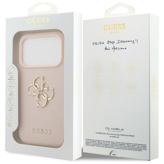 Guess Grained Big 4G &amp  Classic Logo iPhone 17 Pro Case - Pink 7