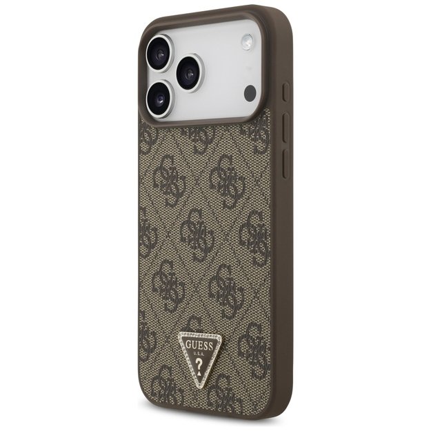 Guess Leather 4G Triangle Strass MagSafe Case for iPhone 17 Pro Max - Brown 1