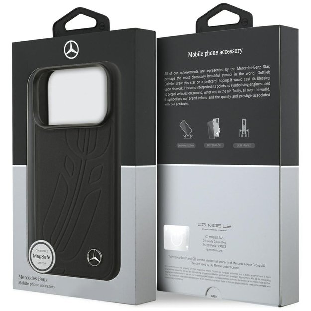 Mercedes Leather Large Laurel Leave MagSafe Case for iPhone 17 Pro - Black 3