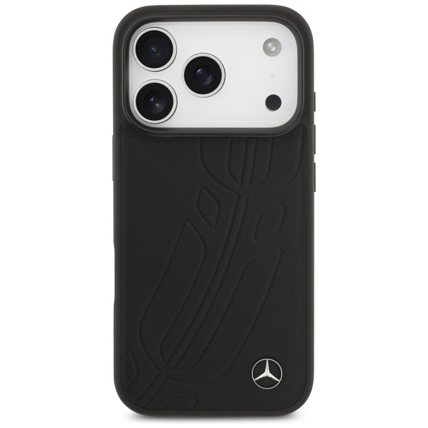 Mercedes Leather Large Laurel Leave MagSafe Case for iPhone 17 Pro - Black 5