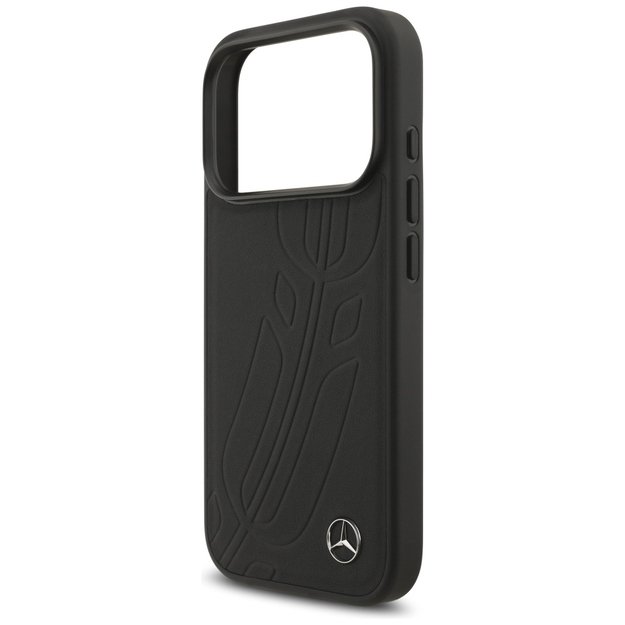 Mercedes Leather Large Laurel Leave MagSafe Case for iPhone 17 Pro - Black 1