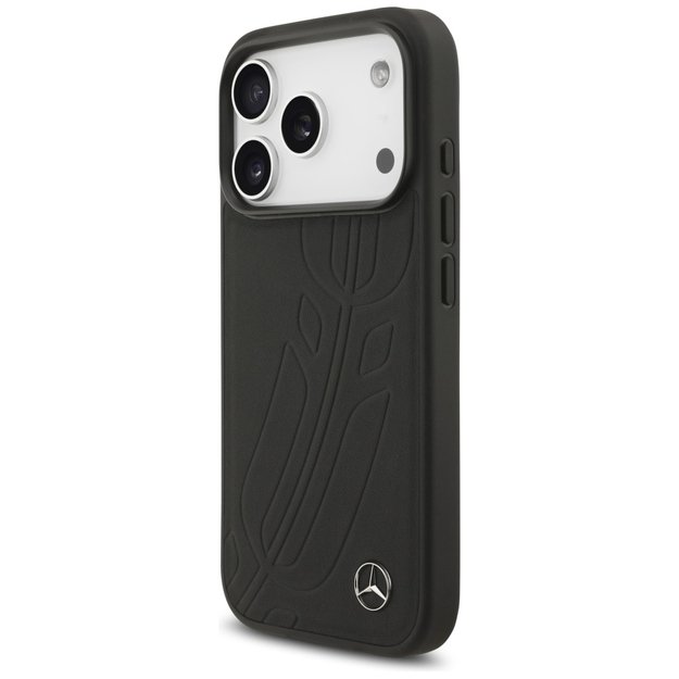 Mercedes Leather Large Laurel Leave MagSafe Case for iPhone 17 Pro - Black 4