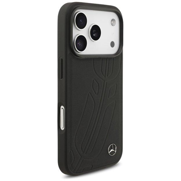 Mercedes Leather Large Laurel Leave MagSafe Case for iPhone 17 Pro - Black 6