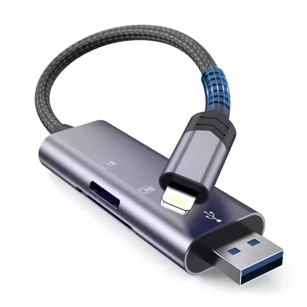 Tech-Protect UltraBoost SD/micro SD Card Reader with Lightning /USB-A Connector - Gray 1