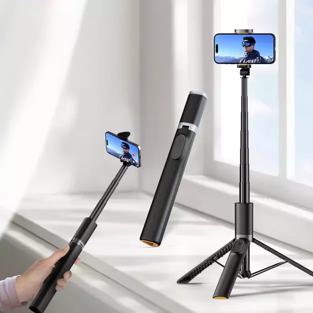 Tech-Protect L08S Bluetooth Selfie Stick with Remote Control, Tripod up to 141cm - Black 5