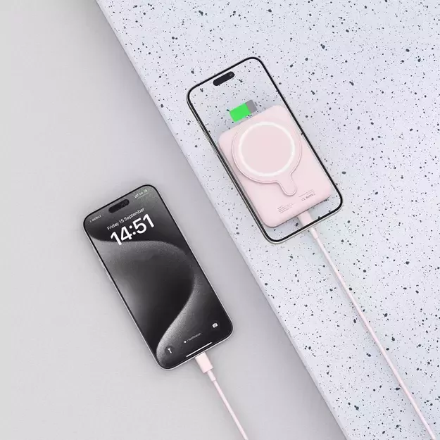 Tech-Protect LifeMag PB10 Powerbank with MagSafe 5000mAh 15W USB-C port - pink + USB-C cable 13