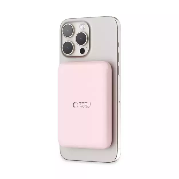 Tech-Protect LifeMag PB10 Powerbank with MagSafe 5000mAh 15W USB-C port - pink + USB-C cable 9